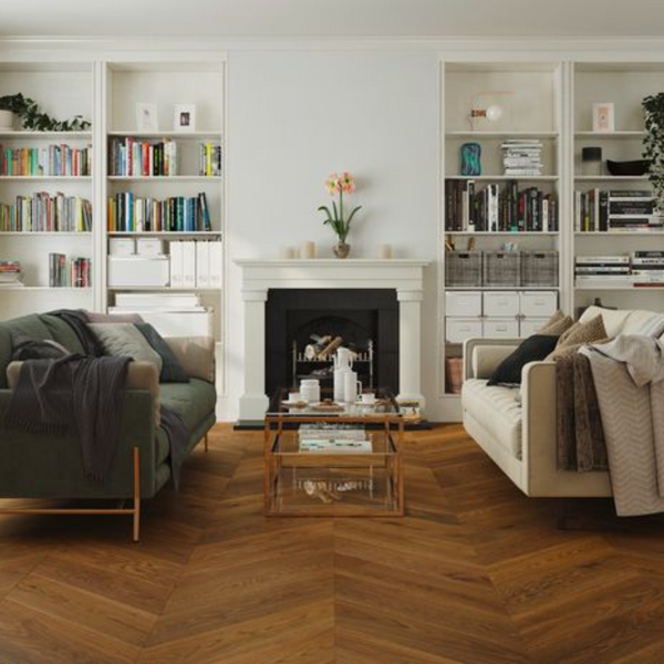 Chevron Engineered Wooden Flooring Natural Teak