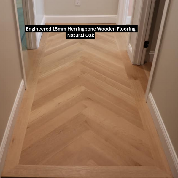 Herringbone Engineered Wooden Flooring 15mm - Natural Oak