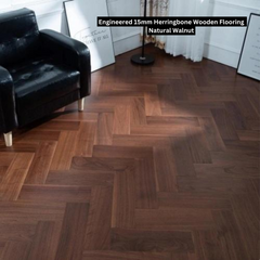 Herringbone Engineered Wooden Flooring 15mm - Natural Walnut