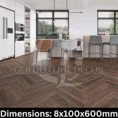 Herringbone Laminate Flooring 8mm - Nutty Walnut 805