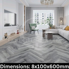 Herringbone Laminate Flooring 8mm - Silver Oak 803