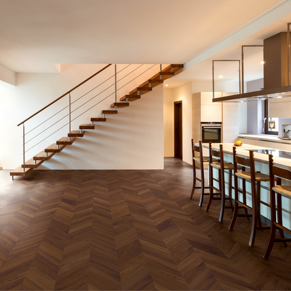 Chevron Engineered Wooden Flooring Natural Walnut