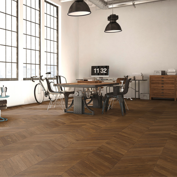 Chevron Engineered Wooden Flooring Caramel Oak