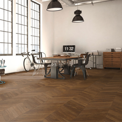 Chevron Engineered Wooden Flooring Caramel Oak