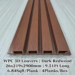 WPC 3D Louvers - Dark Redwood