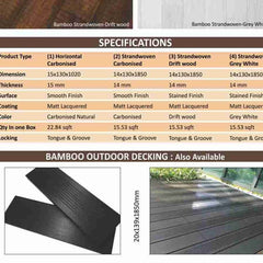 Bamboo Hardwood Decking Dark Carbonised 20mm
