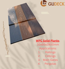 WPC Railing Solid Planks Light Grey